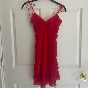 Red selfie Leslie body con dress